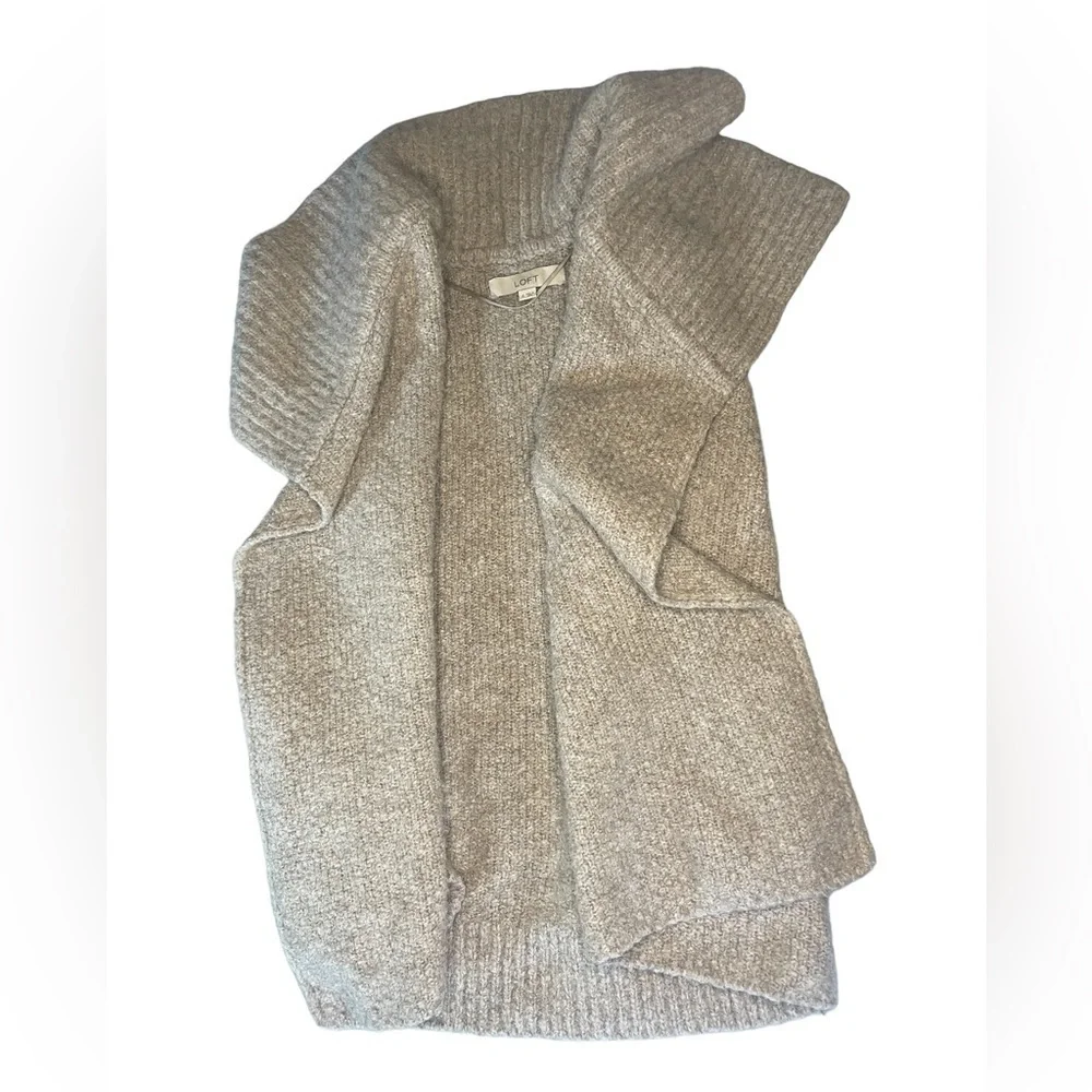 ANN Taylor LOFT Longline Collared Sweater Vest Gray Wool Alpaca Small - Picture 7 of 9